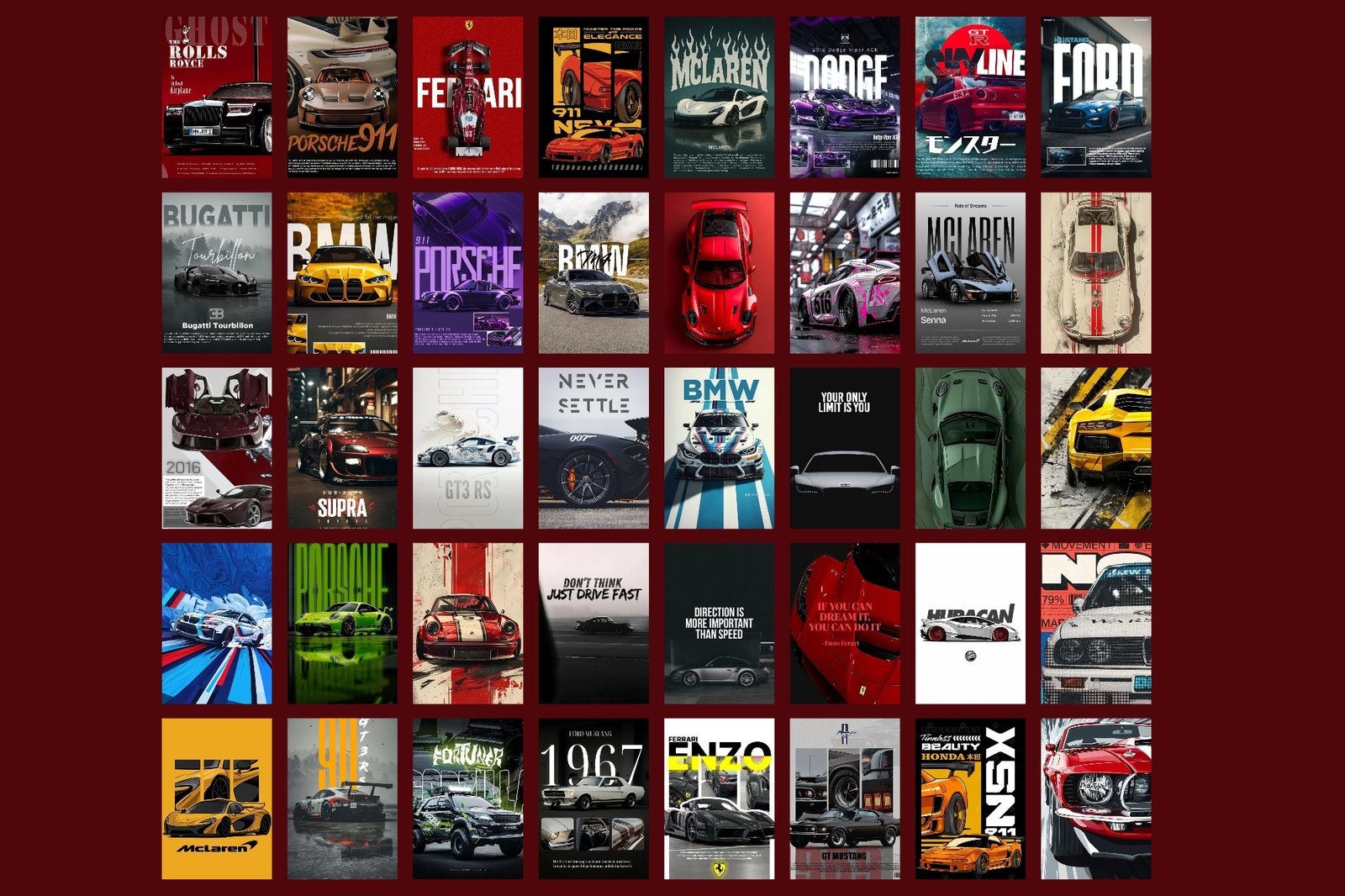 1000857910 40 CAR WALL POSTERS - Image 1